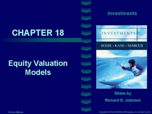 Investments CHAPTER 18 Cover image Equity Valuation Models