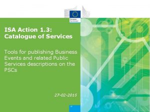 ISA Action 1 3 Catalogue of Services Tools