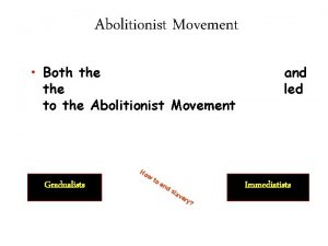 Abolitionist Movement Both the to the Abolitionist Movement