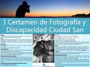 I Certamen de Fotografa y Discapacidad Ciudad San