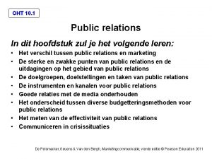 OHT 10 1 Public relations In dit hoofdstuk