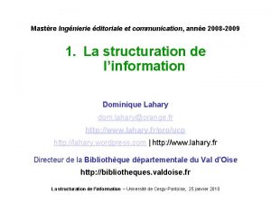 Mastre Ingnierie ditoriale et communication anne 2008 2009