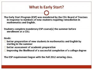 What Is Early Start The Early Start Program