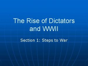 The Rise of Dictators and WWII Section 1