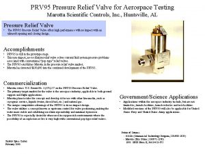 PRV 95 Pressure Relief Valve for Aerospace Testing
