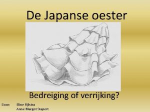 De Japanse oester Bedreiging of verrijking Door Eline