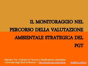 IL MONITORAGGIO NEL PERCORSO DELLA VALUTAZIONE AMBIENTALE STRATEGICA