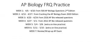 AP Biology FRQ Practice WEEK 1 46 410