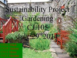 Sustainability Project Gardening CJ 105 July 29 2014
