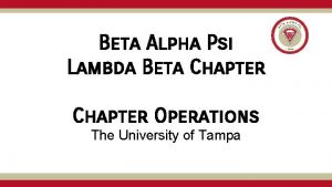 Beta Alpha Psi Lambda Beta Chapter Operations The