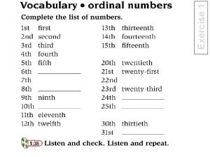 Exercise 1 Cardinal or Ordinal http www youtube