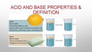 ACID AND BASE PROPERTIES DEFINITION ACID AND BASES