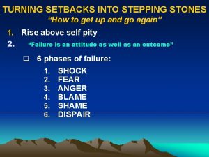 TURNING SETBACKS INTO STEPPING STONES How to get