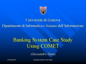 Universit di Genova Dipartimento di Informatica e Scienze