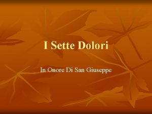 I Sette Dolori In Onore Di San Giuseppe