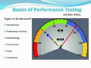 Basics of Performance Testing Abu Bakr Siddiq Topics