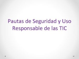 Pautas de Seguridad y Uso Responsable de las