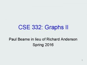 CSE 332 Graphs II Paul Beame in lieu