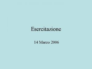 Esercitazione 14 Marzo 2006 Esercizio dellaltra volta Definire