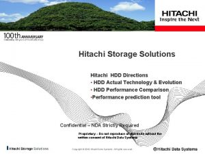 Hitachi Storage Solutions Hitachi HDD Directions HDD Actual