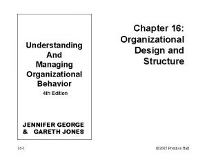 Understanding And Managing Organizational Behavior Chapter 16 Organizational