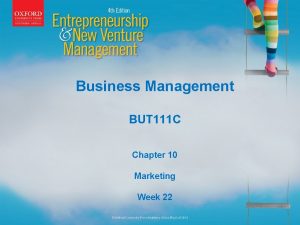 Business Management BUT 111 C Chapter 10 Marketing