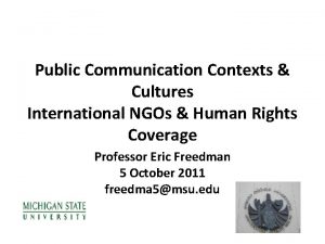 Public Communication Contexts Cultures International NGOs Human Rights