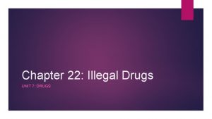 Chapter 22 Illegal Drugs UNIT 7 DRUGS Objectives