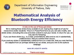 Department of Information Engineering University of Padova Italy