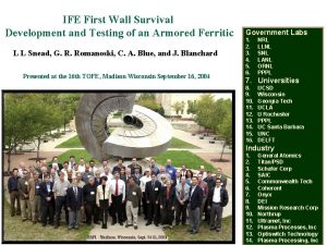 IFE First Wall Survival Development and Testing of