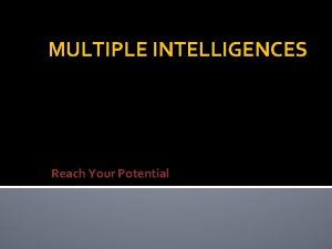 MULTIPLE INTELLIGENCES Reach Your Potential Are you smart