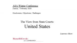 ASA Winter Conference Zurich 7 February 2020 Disclosures