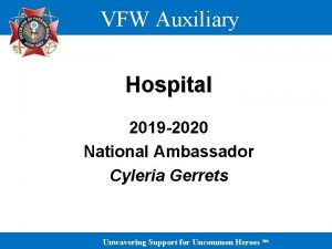 VFW Auxiliary Hospital 2019 2020 National Ambassador Cyleria