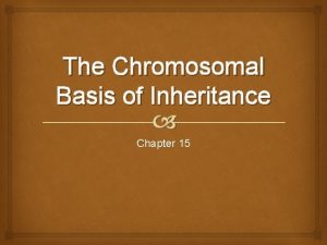 The Chromosomal Basis of Inheritance Chapter 15 Chromosomal