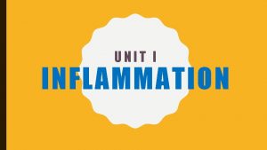 UNIT I INFLAMMATION INFLAMMATION INFLAMMATION Local response of
