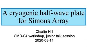 A cryogenic halfwave plate for Simons Array Charlie