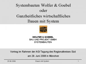 Systembauten Wolfer Goebel oder Ganzheitliches wirtschaftliches Bauen mit