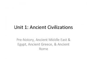 Unit 1 Ancient Civilizations Prehistory Ancient Middle East