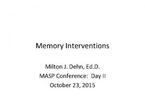 Memory Interventions Milton J Dehn Ed D MASP