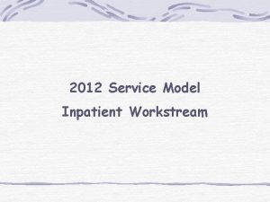 2012 Service Model Inpatient Workstream Workstream Structure 2012