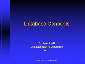 Database Concepts Dr Awad Khalil Computer Science Department