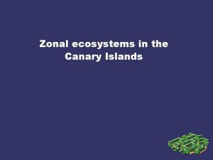 Zonal ecosystems in the Canary Islands The limitation