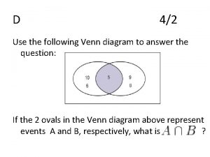 D 42 Use the following Venn diagram to