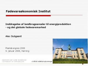 Fdevarekonomisk Institut Inddragelse af landbrugsarealer til energiproduktion og