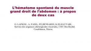 Lhmatome spontan du muscle grand droit de labdomen