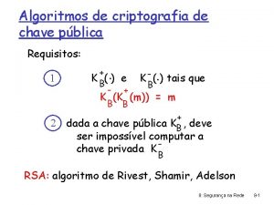 Algoritmos de criptografia de chave pblica Requisitos 1