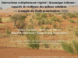 Interactions redploiement vgtal dynamique olienne capacit de rsilience