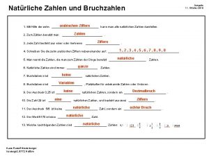 Ausgabe 11 Oktober 2010 Natrliche Zahlen und Bruchzahlen