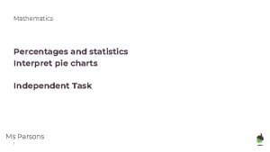 Mathematics Percentages and statistics Interpret pie charts Independent