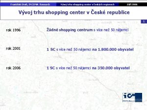 Frantiek Divi INCOMA Research Vvoj trhu shopping center